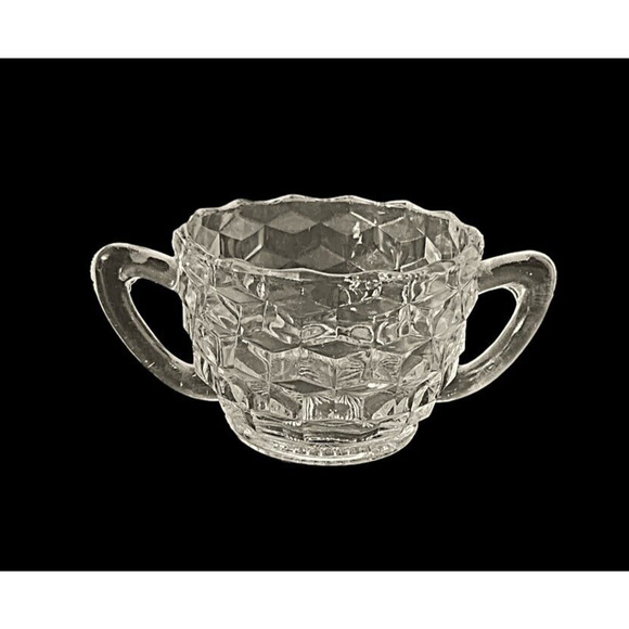 Jeannette Glass Cubist Handled Sugar Dish Bowl without Lid Vintage Glass - Picture 4 of 5